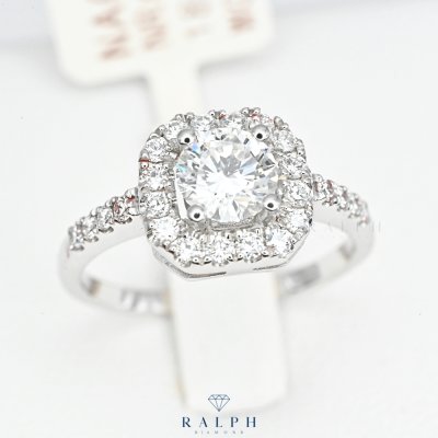 Halo Engagement Ring GIA Cert