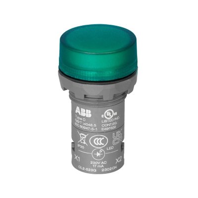 ABB Pilot Lamp,Green  220V 22mm ไฟหน้าตู้ ไฟแสดงสถานะ สีเขียว