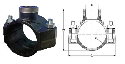 แคล้มรัดแยก Ø50*(1/2") มม. PP Compression Fitting Clamp Saddle Type A 50X1/2