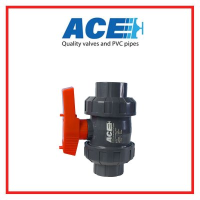 ACE TRUE UNION BALL VALVE 1.1/2" ABS Handle ABS Ball & Stem PVC Body EPDM Oring