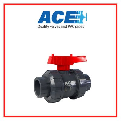 ACE TRUE UNION BALL VALVE 1.1/2" ABS Handle ABS Ball & Stem PVC Body EPDM Oring