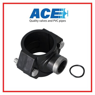 แคล้มรัดแยก Ø50*(1/2") มม. PP Compression Fitting Clamp Saddle Type A 50X1/2