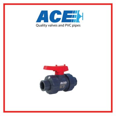 ACE TRUE UNION BALL VALVE 1/2" ABS Handle ABS Ball & Stem PVC Body EPDM Oring