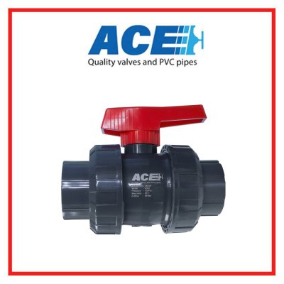ACE TRUE UNION BALL VALVE 2" ABS Handle ABS Ball & Stem PVC Body EPDM Oring