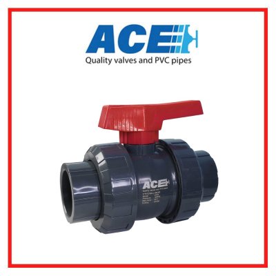 ACE TRUE UNION BALL VALVE 2" ABS Handle ABS Ball & Stem PVC Body EPDM Oring