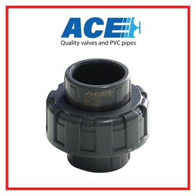 ACE PVC Socket Union ข้อต่อยูเนี่ยน 1. 1/4" สวมท่อสีฟ้าทากาวทั้ง 2 ด้าน
