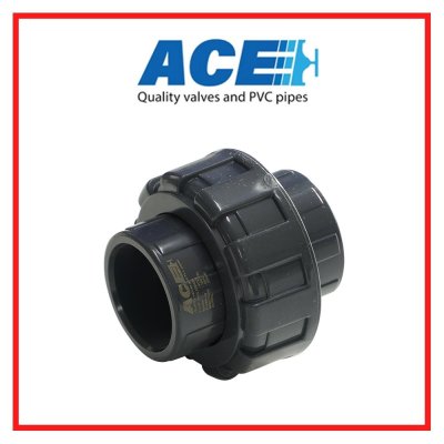 ACE PVC Socket Union ข้อต่อยูเนี่ยน 1. 1/4" สวมท่อสีฟ้าทากาวทั้ง 2 ด้าน