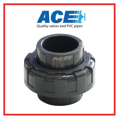 ACE PVC Socket Union ข้อต่อยูเนี่ยน 2" สวมท่อสีฟ้าทากาวทั้ง 2 ด้าน