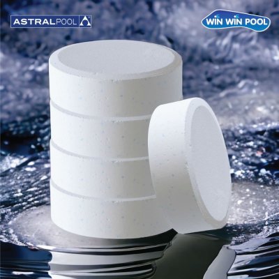 Multi-Action 25kgคลอรีนก้อน 90% 3 in1 Astral pool สเปน/ฆ่าเชื้อโรค ฆ่าเชื้อแบคทีเรีย/กำจัดตะไคร่/เร่งตกตะกอน