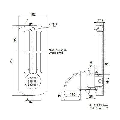 04039 สกิมเมอร์งานสปาพร้อมข้องอแบบทากาว ใช้กับท่อ 2”