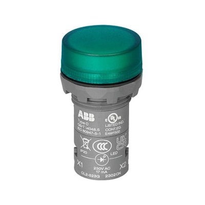 ABB Pilot Lamp,Green  220V 22mm ไฟหน้าตู้ ไฟแสดงสถานะ สีเขียว