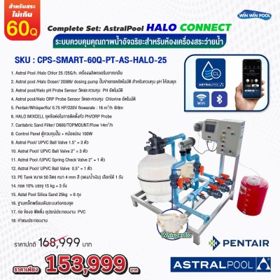 Complete Set: Pentair-AstralPool HALO CONNECT  ระบบควบคุมคุณภาพน้ำอัจฉริยะสำหรับห้องเครื่องสระว่ายน้ำ 60 คิว