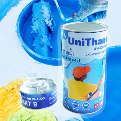Swimming Pool Paint สีทาทับหน้าสระว่ายน้ำ ขั้นสุดท้าย แบบใส Unithane W-4000-Clear 2 components system A,B