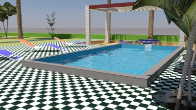 Construction of a 4×8×1.4 m concrete swimming pool (Skimmer, Salt System) including full structural works with I22 micro-piles, complete filtration and salt system installation, all equipment and labor — one complete package.