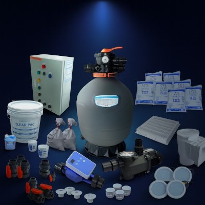 อุปกรณ์สระว่ายน้ำครบเซ็ต สำหรับสระไม่เกิน 40  คิว