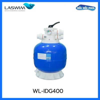 ถังกรองทราย WL-IDG400 ￠410mm/ 16"  Top mount filter (polyester laminated) with 1.5'' Multiport Valve, blue color