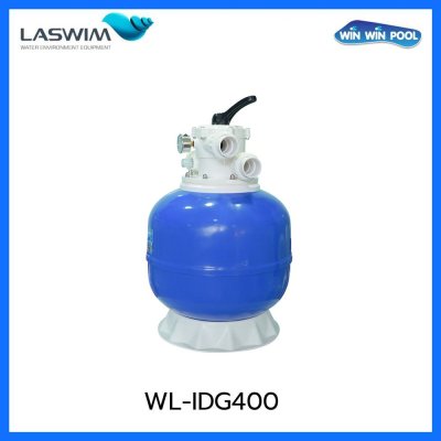 ถังกรองทราย WL-IDG400 ￠410mm/ 16"  Top mount filter (polyester laminated) with 1.5'' Multiport Valve, blue color