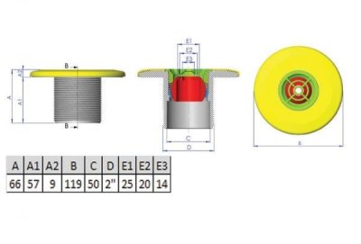 Return inlet “Multiflow”, threaded 2", to glue 1.5" (D50 mm) หัวจ่ายน้ำ รุ่นพลาสติก ABS หัวจ่ายออกแบบพิเศษ ปรับความเร็วน้ำได ้, แบบเกลียว 2"/ทากาว 1.5"