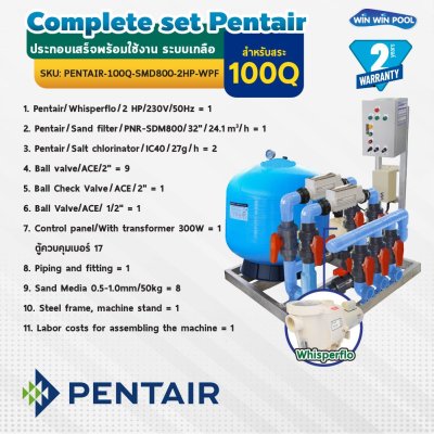 Complete set Pentair Side Mount ประกอบเสร็จพร้อมใช้งาน ระบบเกลือ สำหรับสระไม่เกิน 100Q รับประกัน 2 ปี