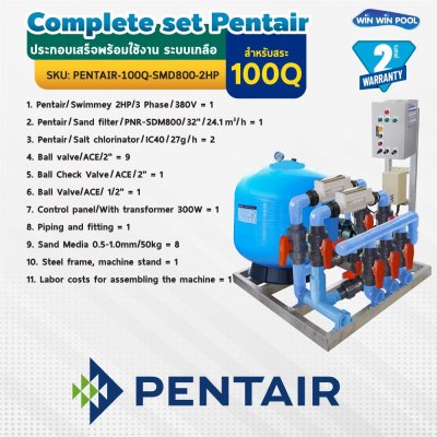 Complete set Pentair Side Mount ประกอบเสร็จพร้อมใช้งาน ระบบเกลือ สำหรับสระไม่เกิน 100Q รับประกัน 2 ปี