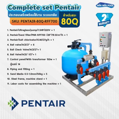 Complete set Pentair  ประกอบเสร็จพร้อมใช้งาน ระบบเกลือ สำหรับสระไม่เกิน 80Q รับประกัน 2 ปี