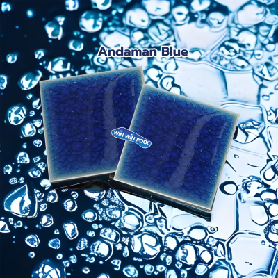 กระเบื้องดินเผา สี Andaman Blue ขนาด 4"x4" 1 ตารางเมตร/90แผ่น/กล่อง Grade A