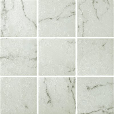 โมเสกแก้ว CYPRUS WHITE (ไซปรัส ไวท์) ขนาดเม็ด 98x98x4mm แผ่นละ 9 เม็ด บรรจุ 11 แผ่น/กล่อง