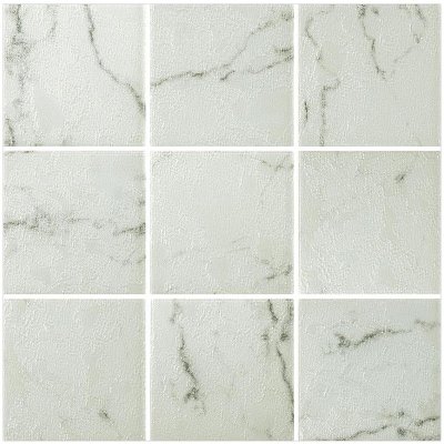 โมเสกแก้ว KOH WAI WHITE(เกาะไวไวท์) ขนาดเม็ด 98x98x4mm แผ่นละ 9 เม็ด บรรจุ 11 แผ่น/กล่อง