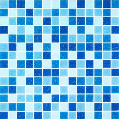 โมเสกแก้ว Koh Samui Blue (เกาะสมุย บลู) ขนาดเม็ด 20x20x4mm แผ่นละ 196 เม็ด บรรจุ 11 แผ่น/กล่อง