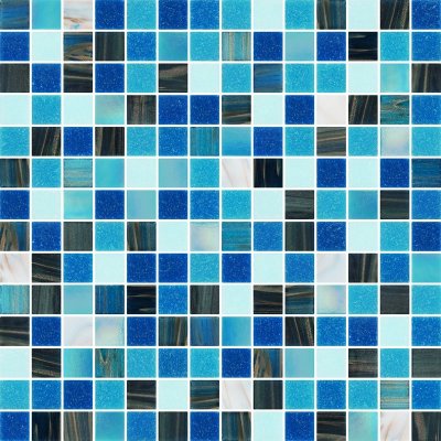 โมเสกแก้ว Koh Lanta Dark Blue (เกาะลันตา ดาร์ค บลู) ขนาดเม็ด 20x20x4m /ราคาต่อกล่อง