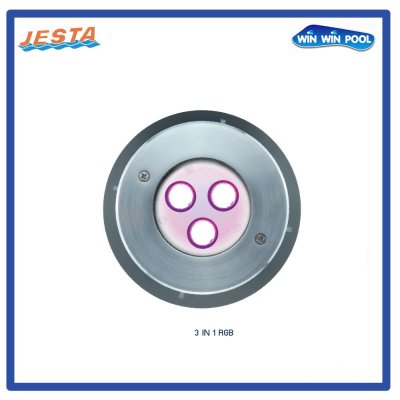ไฟ LED 9w/12V เปลี่ยนสีได้  RGB (3 in 1)  ขอบสแตนเลส แบบฝังเบ้า JESTA