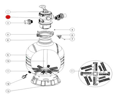 Star-Shaped Nut for EMAUX Sand Filter MFV Series