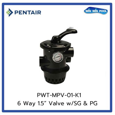 มัลติพร็อตวาล์ว 6 Way 1.5" Valve (Blk) w/ union,SG & PG Pentair