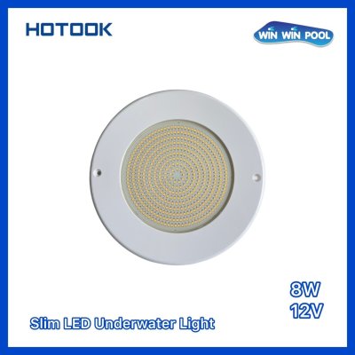 โคมไฟ Slim LED  8W ,AC/DC12V  Warm White(3000) Plastic Nicheless Slim LED Pool Light Series