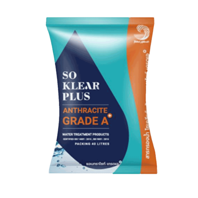 สารกรองน้ำโซเคลียร์ Soklear Plus แอนทราไซต์ เกรดเอ พลัส 40 ลิตร/ถุง
