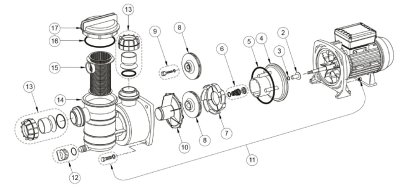 ฝาครอบท้ายมอเตอร์ Swimmey 2 HP