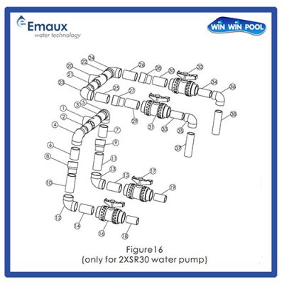 ชุดท่อพร้อมวาล์ว "EMAUX" EM0055 Piping Kit For 2 x SR30 Pump