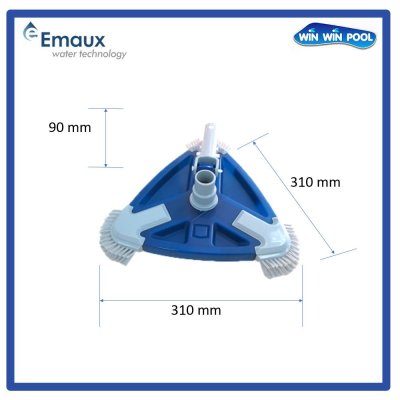 CE321 หัวดูดตะกอนดีลักซ์สามเหลี่ยมพร้อมด้วยด้าม มาตรฐานและขนแปรง ขนาด 310 x 310 x 90 มม.  “EMAUX”