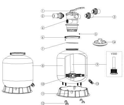 89010107 Water Drain Set (V350-V700)
