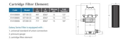 EMAUX ICF150 Galaxy Single-Element Cartridge Filter เครื่องกรองคาร์ทริดจ์ ความละเอียด 15 ไมครอน Flowrate 27.3 m³/h