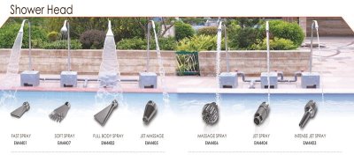 EM4403 หัวน้ำ พ่นพร้อมขำตั้ง “EMAUX” Shower Head, Intense Jet Spray