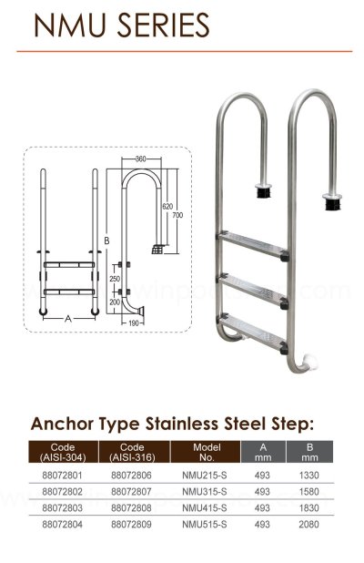 บันได 5ขั้น Stainless รุ่น NMU515‐S