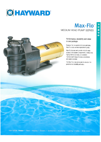 Max-Flo Pump 1.5 HP 220 V./ 50 Hz. / 1 PH Hayward