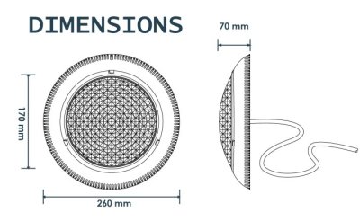 ไฟใต้น้ำ Halogen AP100  100W/12V. JESTA ขอบABS Front Plate Nichless
