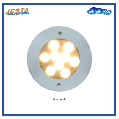 ไฟใต้น้ำ  27W/12V/DC แสง warm white ขอบสแตนเลส jesta แบบฝังเบ้า