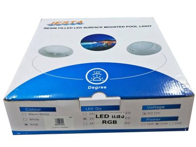 ไฟใต้น้ำ  24W 12V  DC แสงสี RGB แบบแปะผนัง JESTA