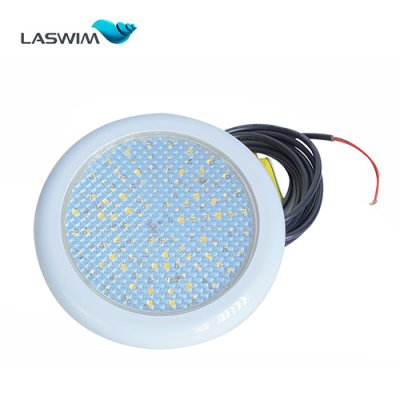 โคมไฟ Slim เกลียว 3/4” LED 12W, 12V/DC  หน้า Plastic  แสง warm white color "สำหรับต่อท่อไฟในสระ 1/2" หรือ 3/4" ได้ทั้ง 2 แบบ"