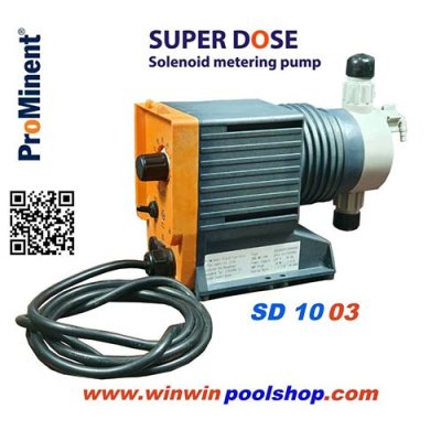 Prominent Chemical Dosing pump SD1003PP ปั๊มสูบจ่ายสารเคมี คลอรีน กรดด่างเป็นระบบ Solenoid Metering Pump ขนาดเล็ก กระทัดรัด เหมาะสำหรับดูดและจ่ายเคมีที่เป็นของเหลว ขับเคลื่อนด้วยแบบแม่เหล็กในช่วงสมรรถนะ 4.68 ลิตร/ชม. ที่แรงดันต้าน 10 บาร์