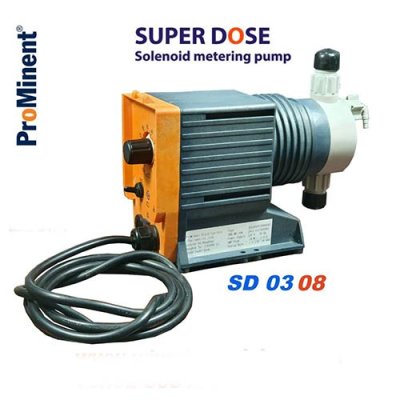 Prominent Chemical Dosing pump SD0308PP ปั๊มสูบจ่ายสารเคมี คลอรีน กรดด่างเป็นระบบ Solenoid Metering Pump ขนาดเล็ก กระทัดรัด เหมาะสำหรับดูดและจ่ายเคมีที่เป็นของเหลว ขับเคลื่อนด้วยแบบแม่เหล็กในช่วงสมรรถนะ 8.7  ลิตร/ชม. ที่แรงดันต้าน 3 บาร์ ออกแบบมาสำหรับง