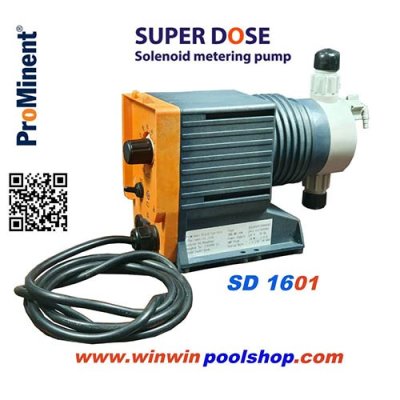 Prominent Chemical Dosing pump SD1601PP ปั๊มสูบจ่ายสารเคมี คลอรีน กรดด่างเป็นระบบ Solenoid Metering Pump ขนาดเล็ก กระทัดรัด เหมาะสำหรับดูดและจ่ายเคมีที่เป็นของเหลว ขับเคลื่อนด้วยแบบแม่เหล็กในช่วงสมรรถนะ 1.14  ลิตร/ชม. ที่แรงดันต้าน 16 บาร์ ออกแบบมาสำหรับง